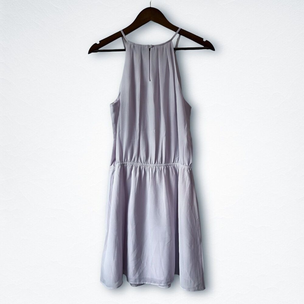 NWT Naked Zebra Lavender Sheer Chiffon Lined Halter Skater Dress Women's Medium - Picture 4 of 10